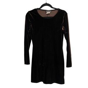 VTG Y2K Velvet Dress Long Sleeve Mini Brown My Michelle Small Goblincore Fairy